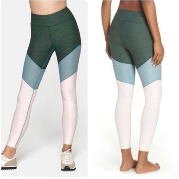 Outdoor Voices Tri Color spring green 7/8 leggings size large - Picture 1 of 9
